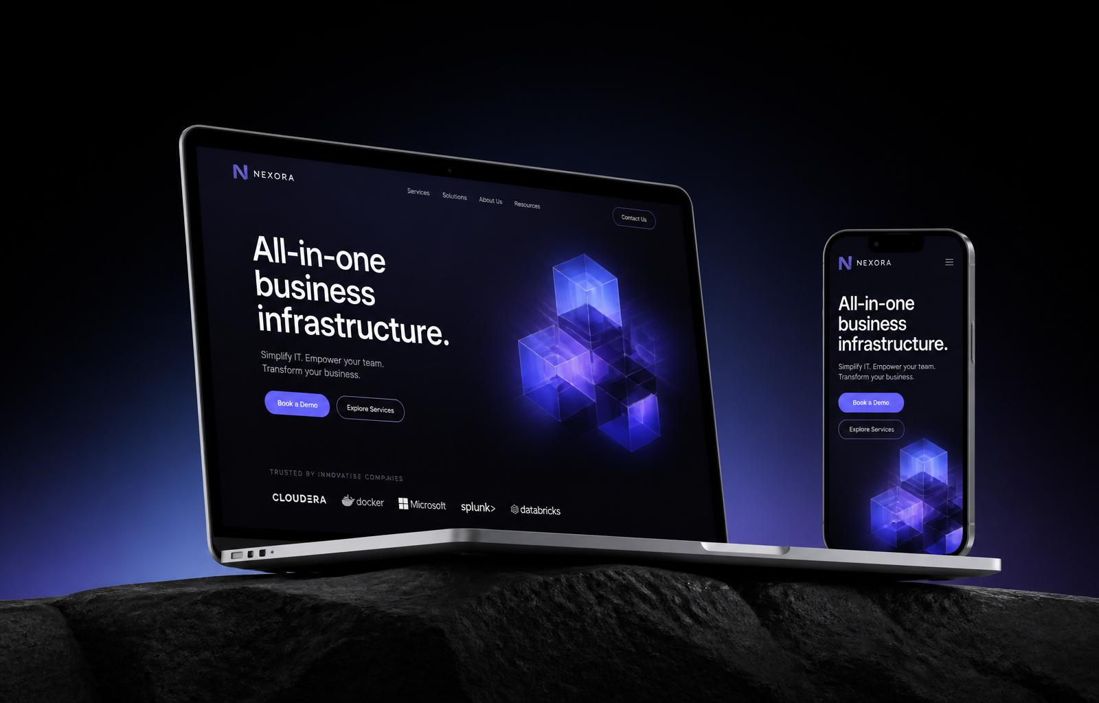 Devices showcasing an Ultimate Freedom website
